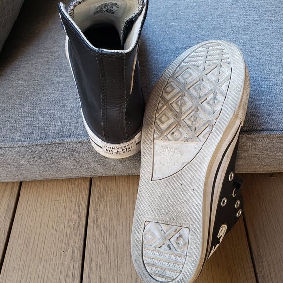 EUC CTAS Converse leather Eva Lift Jet Black A01015C (Youth 2) KICKS - Picture 6 of 9